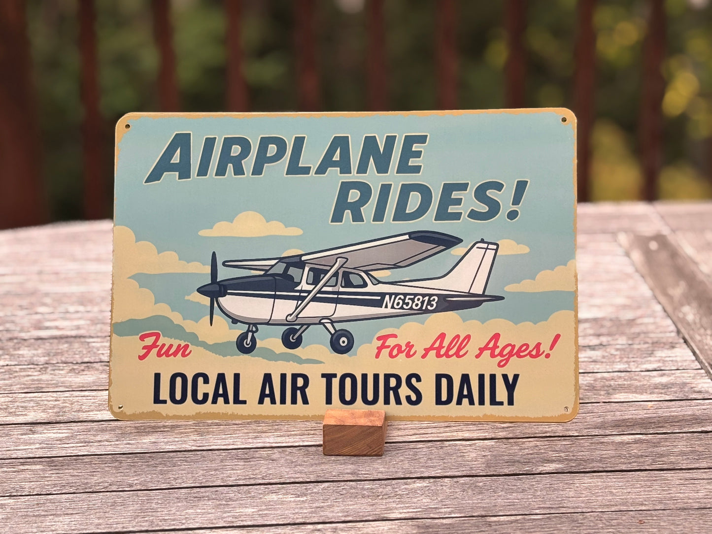 Airplane Rides! 12" Aluminum Sign Featuring YOUR Aircraft