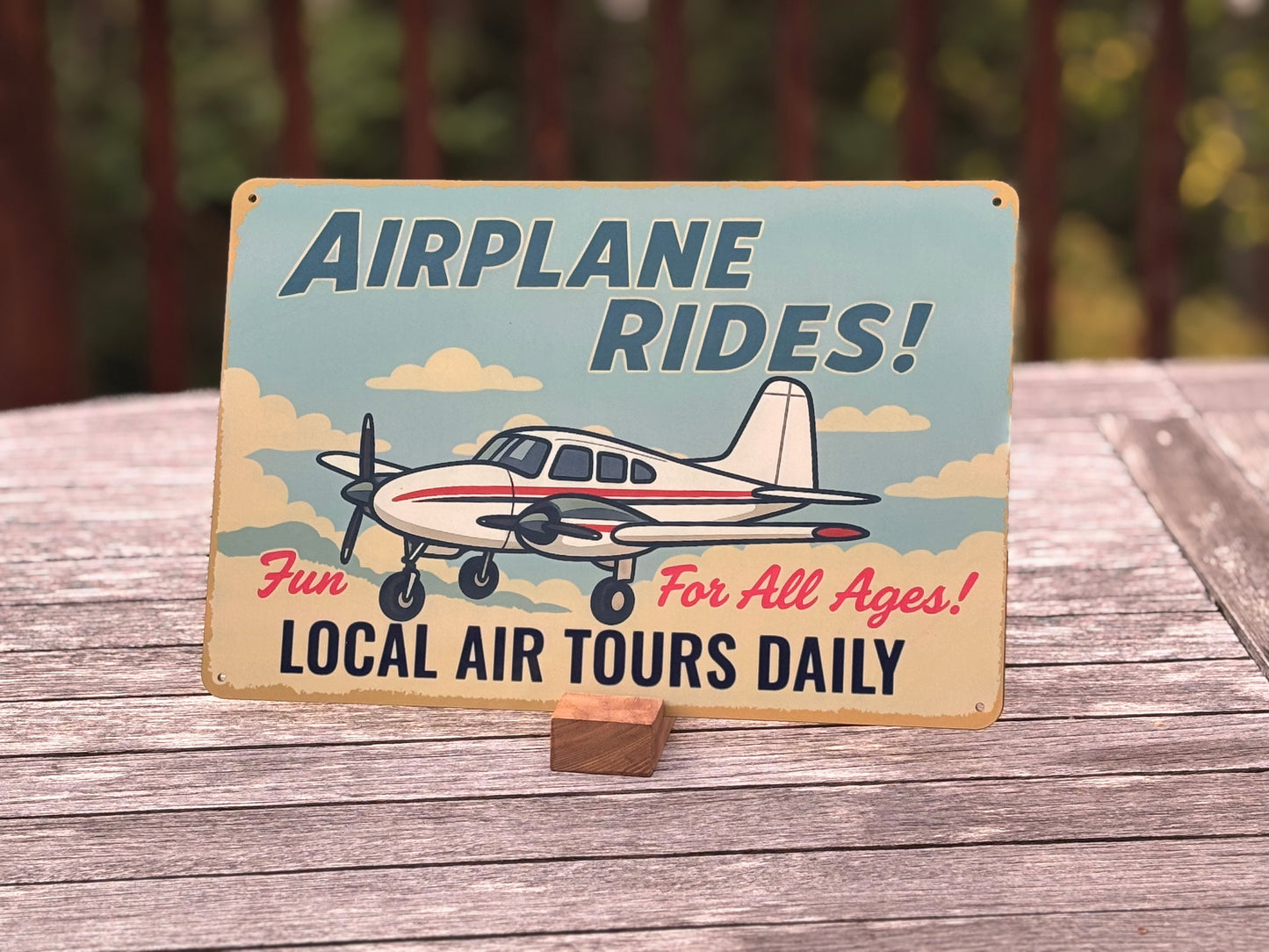 Airplane Rides! 12" Retro-Inspired Aluminum Sign (Choose Your Aircraft Model)