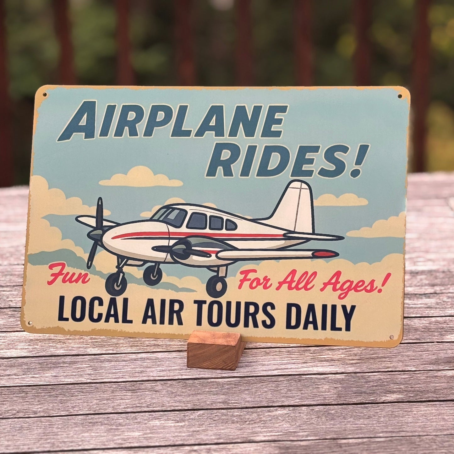 Airplane Rides! 12" Retro-Inspired Aluminum Sign (Choose Your Aircraft Model)