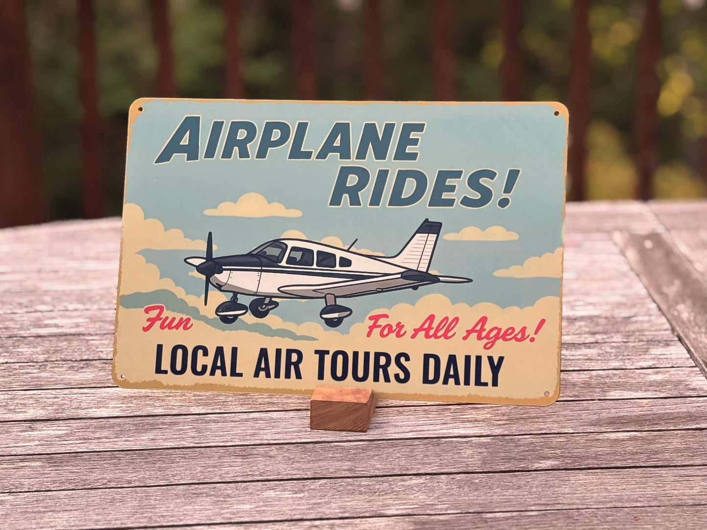 Airplane Rides! 12" Retro-Inspired Aluminum Sign (Choose Your Aircraft Model)