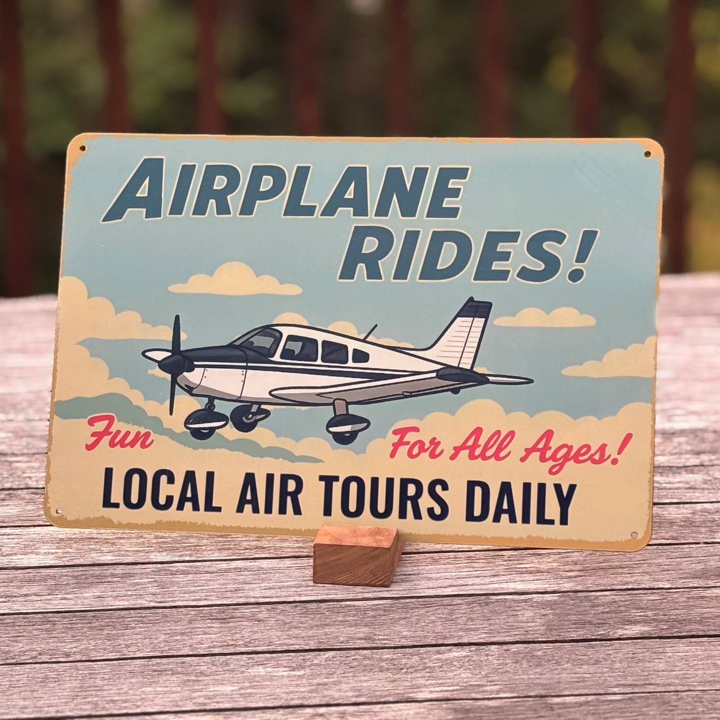 Airplane Rides! 12" Retro-Inspired Aluminum Sign (Choose Your Aircraft Model)