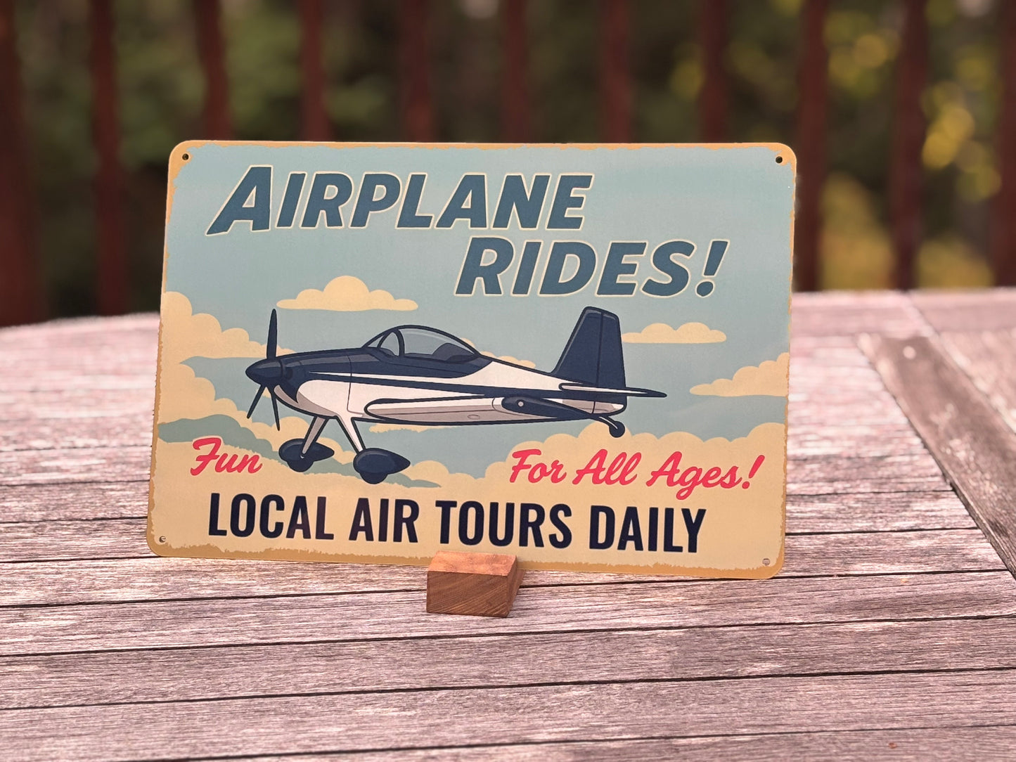 Airplane Rides! 12" Retro-Inspired Aluminum Sign (Choose Your Aircraft Model)