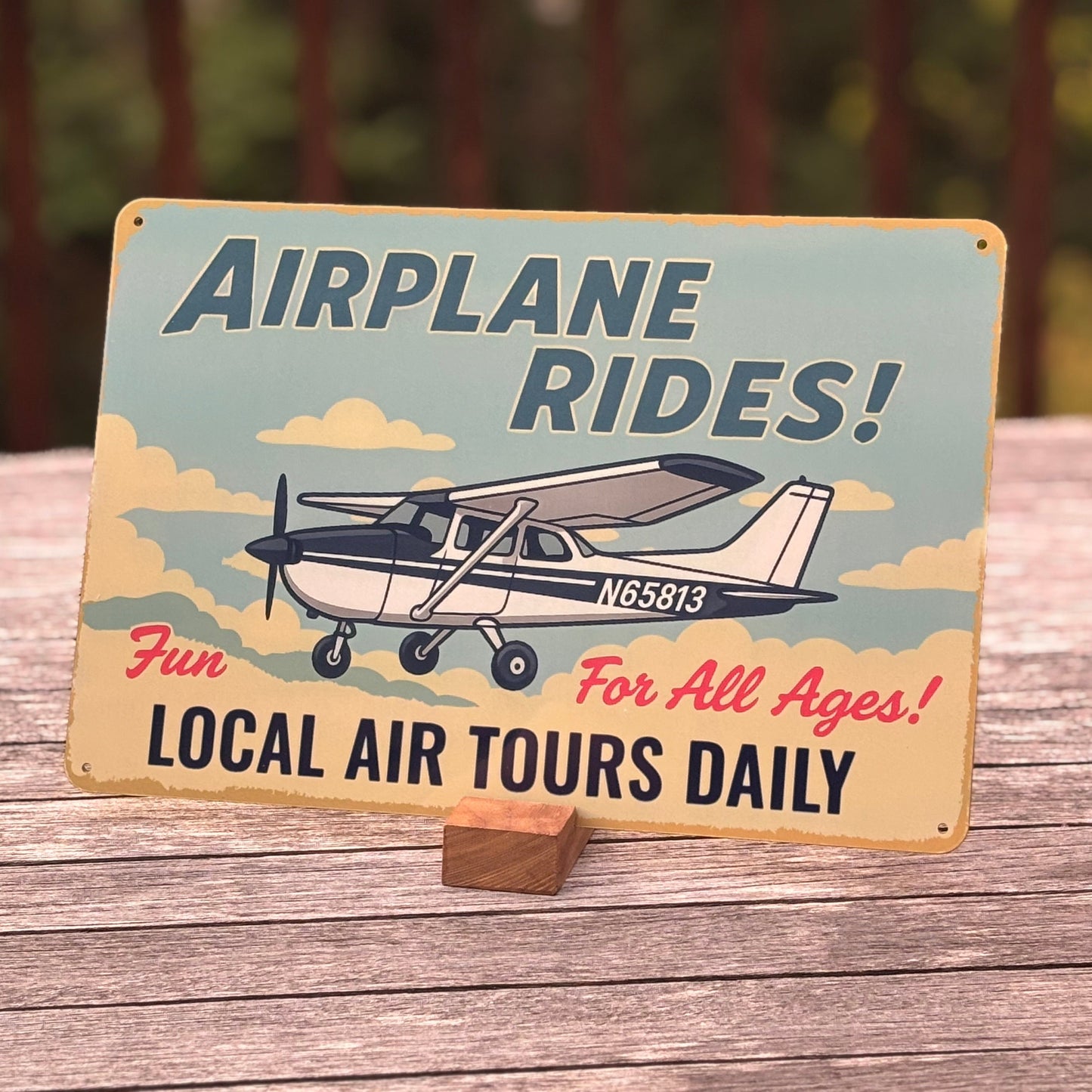 Airplane Rides! 12" Retro-Inspired Aluminum Sign (Choose Your Aircraft Model)