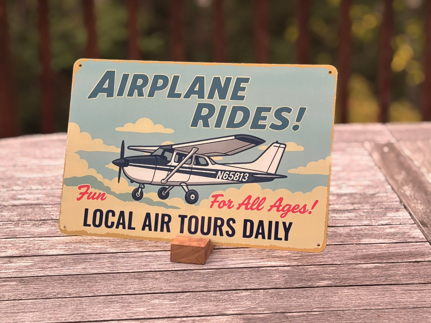 Airplane Rides! 12" Retro-Inspired Aluminum Sign (Choose Your Aircraft Model)