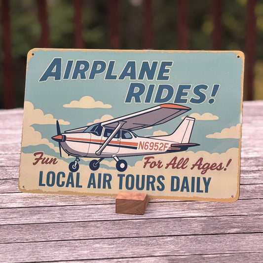 Airplane Rides! 12" Aluminum Sign Featuring YOUR Aircraft