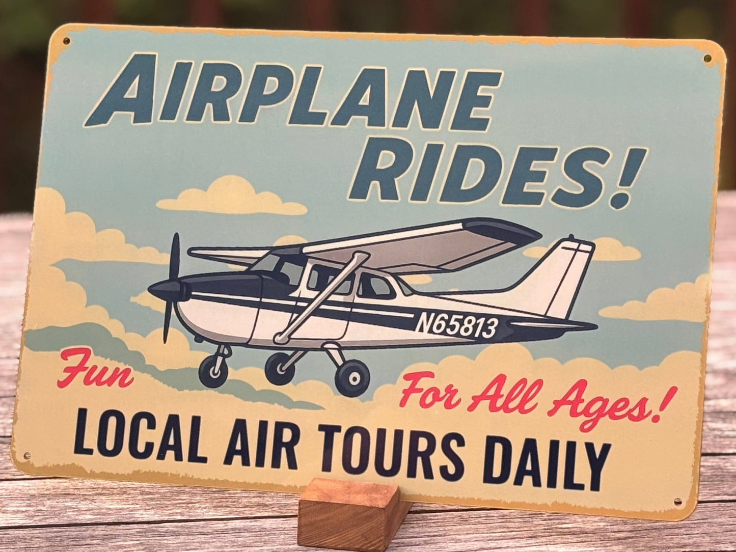 Airplane Rides! 12" Aluminum Sign Featuring YOUR Aircraft