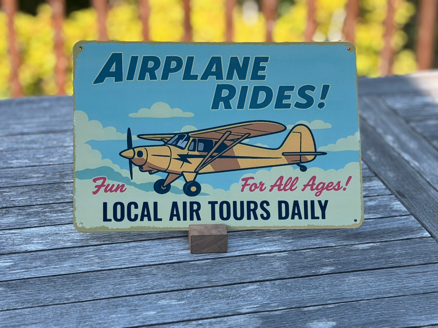 Airplane Rides! 12" Retro-Inspired Aluminum Sign (Choose Your Aircraft Model)